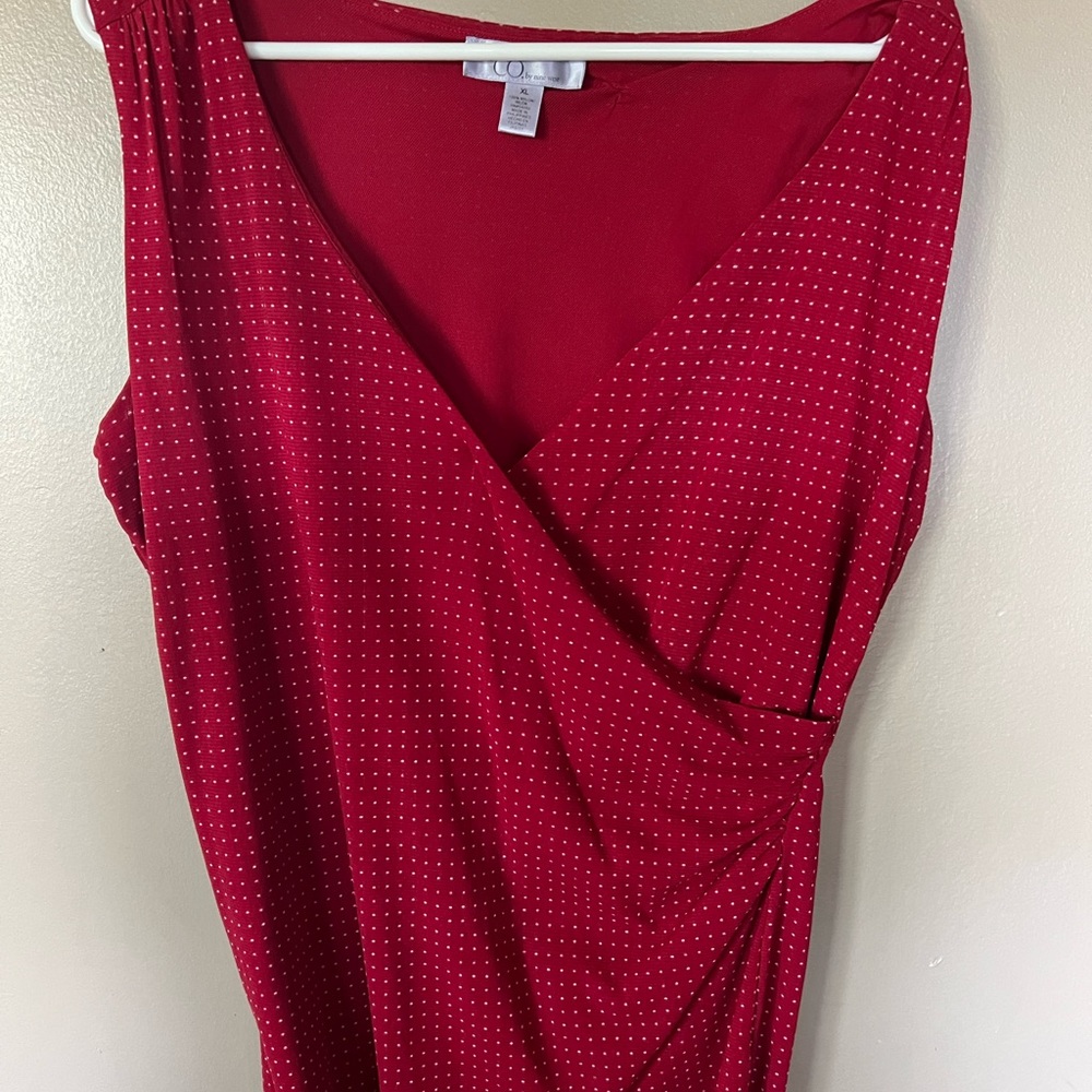 None and Co. Red Polka Dot Sleeveless Shirt